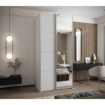 Šatní skříň Dvoudveřová skříň SAMARA 3 - 100 cm, bílá / stříbrná