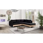 Rohová sedací souprava CHOWAN 3 - černá / dub artisan, pravý roh