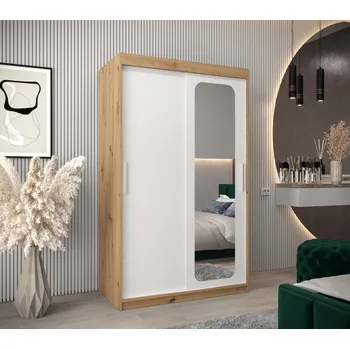 Šatní skříň Zrcadlová skříň DONICELA 1 - 120 cm, artisan / bílá