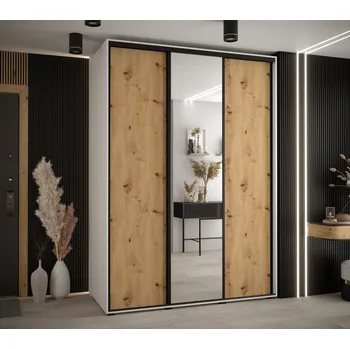 Šatní skříň Šatní skříň YVONA 3 - 170/60 cm, bílá / dub artisan / černá