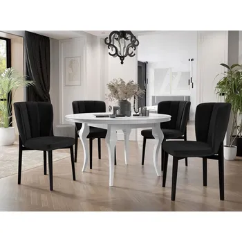 Jídelní stůl Rozkládací jídelní stůl 120 cm se 4 židlemi KRAM 2 - bílý / černý
