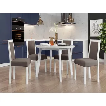 Jídelní stůl Sestava 4+1 do jídelny SALUSIA 1 - bílá / bílá / hnědá 1