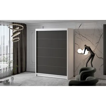 Šatní skříň Dvoudveřová šatní skříň NICA - šířka 150 cm, bílá / černá