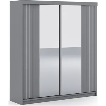 Šatní skříň Moderní zrcadlová šatní skříň 150/62 MOMO - šedá
