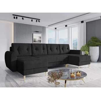 Sedací souprava Rozkládací sedačka do tvaru U CAMARILO - černá 2