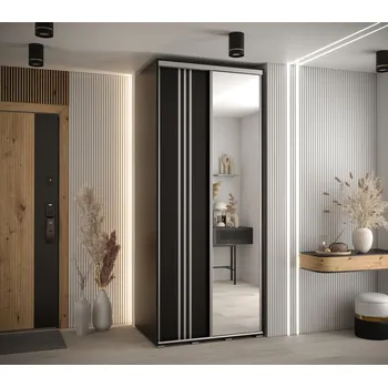 Šatní skříň Šatní skříň YVONA 7 - 120/60 cm, černá / stříbrná