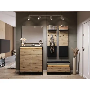 Předsíňová stěna VENETI FARN 1 dub artisan / černá / šedá