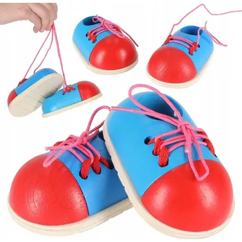 Výuková hračka Boty na učení zavazování tkaniček, dřevěné EKO hračky - sada bot