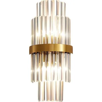 Nástěnné svítidlo Nástěnná lampa Como Křišťálová Zlatá Mosaz 55 CM 2x E14 Iluminar