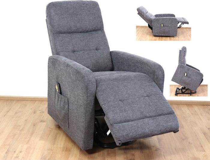 Elektrické relaxační křeslo pro seniory se zvedacím mechanismem - tmavě šedé