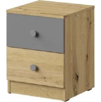 Noční stolek Noční stolek CHIMA - dub artisan / bílý / šedý