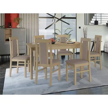 Jídelní stůl Jídelní sestava 6+1 HARDIN 4 - dub sonoma / hnědá 1