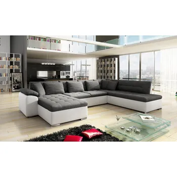 Sedací souprava Rohová sedací souprava NELLI 2 - bílá ekokůže / tmavá šedá 1, levý roh