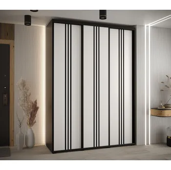 Šatní skříň Šatní skříň ASIRI 6 - 180/60 cm, černá / bílá / černá