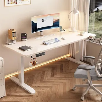 Psací stůl Nastavitelný elektrický kancelářský stůl 140x60cm, bílý