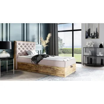 Postel Kontinentální postel 90x200 CHANTELLE 3 MINI - dub wotan / béžová + topper ZDARMA