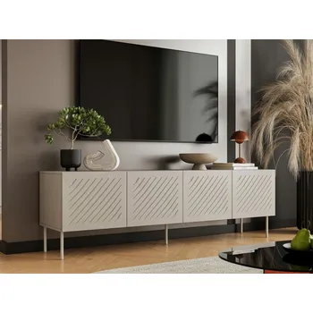 Televizní stolek Široká televizní skříňka RECARDI - matná béžová