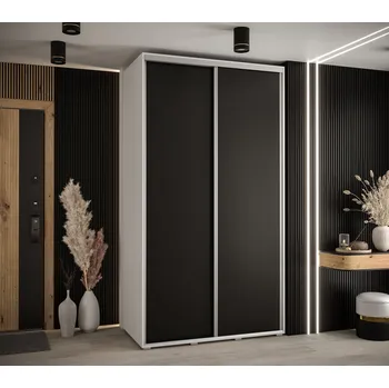 Šatní skříň Šatní skříň YVONA 1 - 140/60 cm, bílá / černá / stříbrná