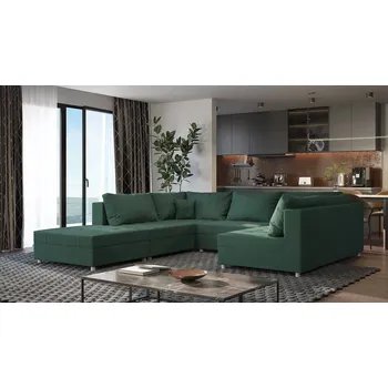 Sedací souprava Rozkládací sedací souprava do U s taburetem AURORA 2 - zelená