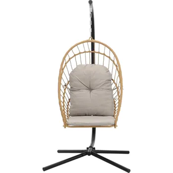 Křeslo Skládací zahradní houpací křeslo LAMBROS - hnědé / černé / šedé