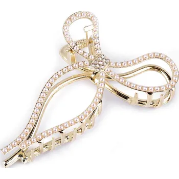 Náramek Skřipec do vlasů kovový s broušenými kamínky, střední, 4 zlatá sv.