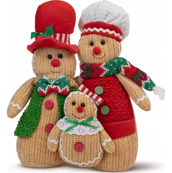 Vánoční dekorace PERNÍKOVÁ RODINA VÁNOČNÍ SADA 3 KS FIGUREK DEKORACE NA VÁNOCE