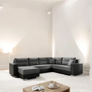 Sedací souprava Rozkládací sedací souprava ISAMARA 2 - černá / černá eko kůže