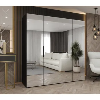 Šatní skříň Zrcadlová šatní skříň 200 cm RABIA - černá