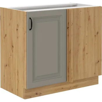 Kuchyňská linka Prodloužená rohová skříňka SOPHIA - šířka 105 cm, světle šedá / dub artisan