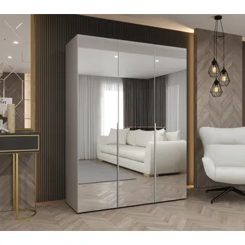 Šatní skříň Zrcadlová šatní skříň 150 cm BUGRA - kašmírová