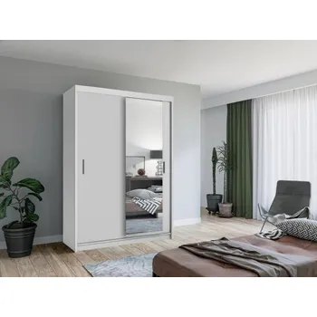 Šatní skříň Šatní skříň se zrcadlem 150/62 KAILAN - bílá matná