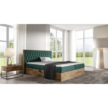 Postel Kontinentální postel 140x200 CHANTELLE 6 - dub wotan / zelená + topper ZDARMA
