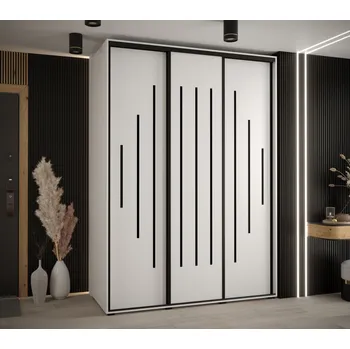 Šatní skříň Šatní skříň YVONA 12 - 180/60 cm, bílá / černá