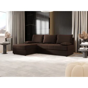 Sedací souprava Rozkládací rohová sedačka ADELINDE - tmavě hnědá, levý roh