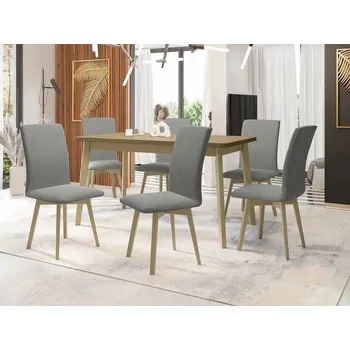 Jídelní stůl Moderní jídelní sestava 6+1 ADELBITE 10 - dub sonoma / šedá