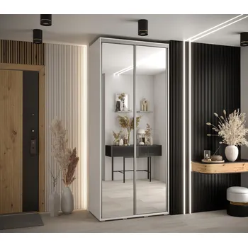 Šatní skříň Šatní skříň YVONA 2 - 110/45 cm, bílá / stříbrná