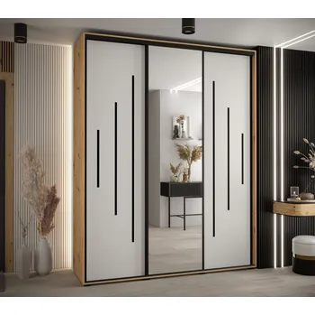 Šatní skříň Šatní skříň YVONA 13 - 200/45 cm, dub artisan / bílá / černá