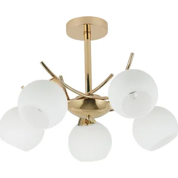 Moderní závěsné pětiramenné osvětlení AMOS - 5xE27, 40W, zlaté / bílé