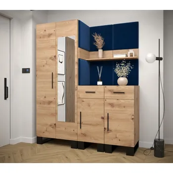 Předsíňová stěna Předsíňová sestava RUMIE 15 - dub artisan, modré panely