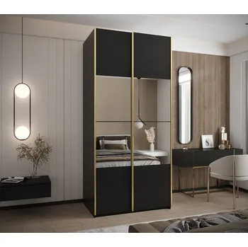 Šatní skříň Dvoudveřová skříň SAMARA 4 - 120 cm, černá / zlatá