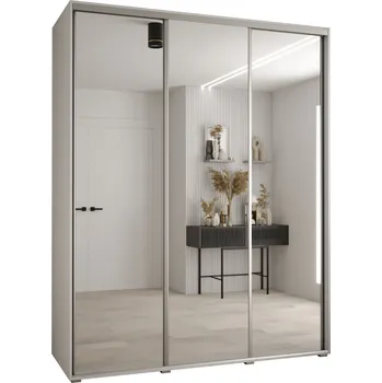 Šatní skříň Šatní skříň YVONA 2 - 190/60 cm, bílá / stříbrná