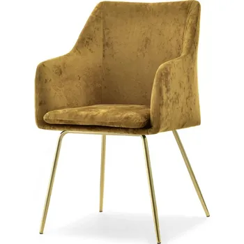 Jídelní židle Čalouněná jídelní židle ROXANA - hořčicová / zlatá