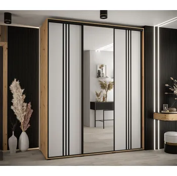 Šatní skříň Šatní skříň YVONA 7 - 190/60 cm, dub artisan / bílá / černá