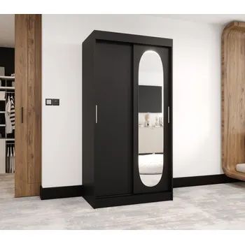 Šatní skříň Šatní skříň 100 cm BEREN se zrcadlem - černá