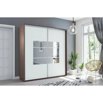 Šatní skříň Šatní skříň se zrcadlem 200/215 ANASTACIO - čokoláda / bílá