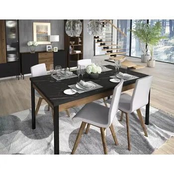 Jídelní stůl Rozkládací jídelní stůl 160(240)x90 ASHEBORO - ořech / san sebastian / černý