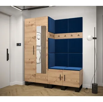 Předsíňová stěna Předsíňová sestava RUMIE 14 - dub artisan, modré panely