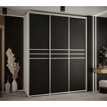 Šatní skříň Šatní skříň ASIRI 10 - 190/60 cm, bílá / černá / stříbrná