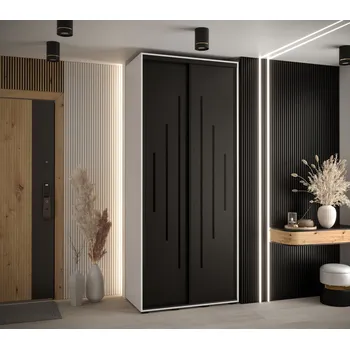 Šatní skříň Šatní skříň YVONA 12 - 110/60 cm, bílá / černá / černá