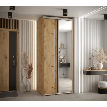 Šatní skříň Šatní skříň ASIRI 13 - 110/60 cm, dub artisan / stříbrná